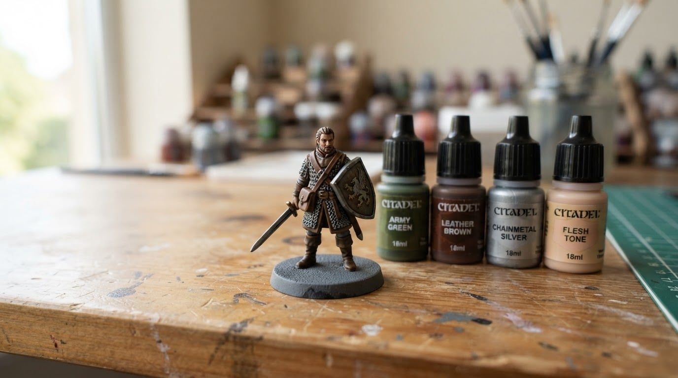 Editorial illustration for miniature painting kit.