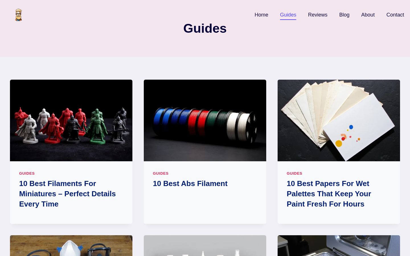 Guides category page: category header plus grid of how-to article cards with featured images and excerpts (English UI).